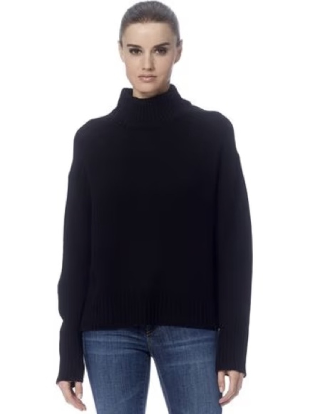 360 Cashmere Lyla Long Sleeve Mock Neck Sweater Pullover Knit Black XS